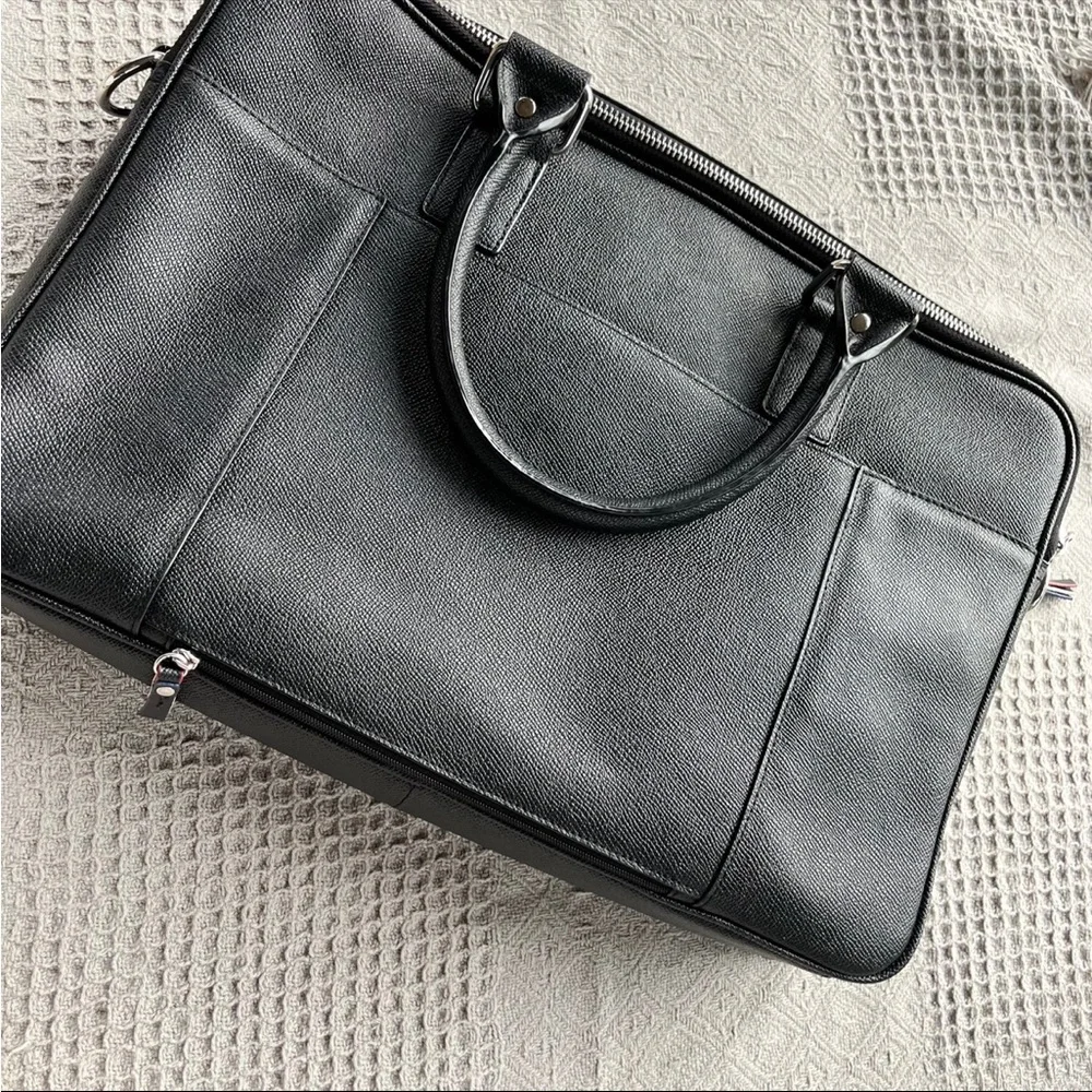Cole Haan American Airlines Black Leather Attache Business Briefcase Laptop Bag